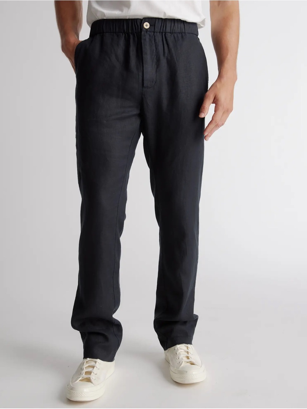 Quince 100% European Linen Black Casual  Drawstring Pants Men's Medium